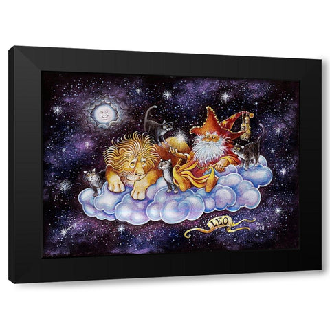 Leo Black Modern Wood Framed Art Print by Bell, Bill