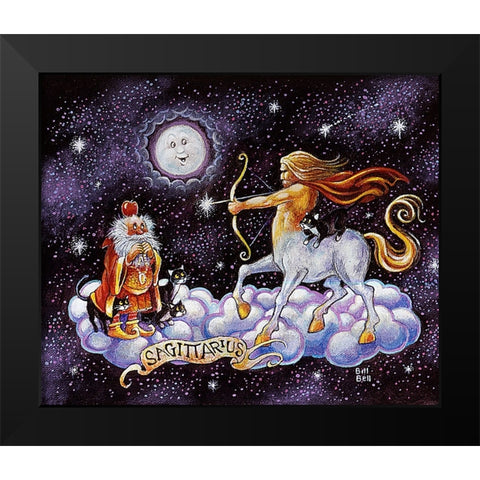 Sagittarius Black Modern Wood Framed Art Print by Bell, Bill