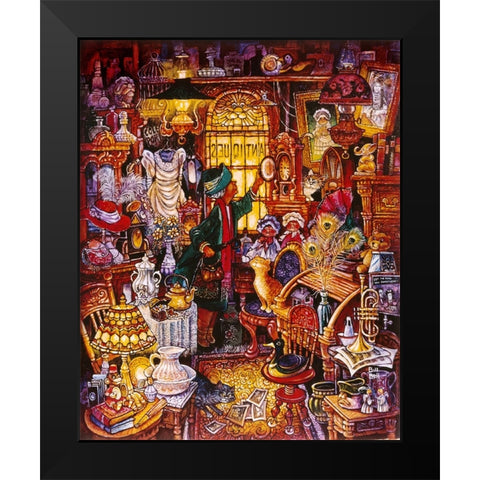 Antique Lady Green Coat Black Modern Wood Framed Art Print by Bell, Bill