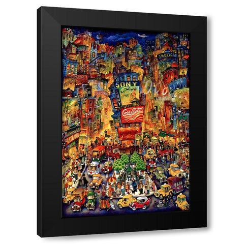Times Square Black Modern Wood Framed Art Print with Double Matting by Bell, Bill