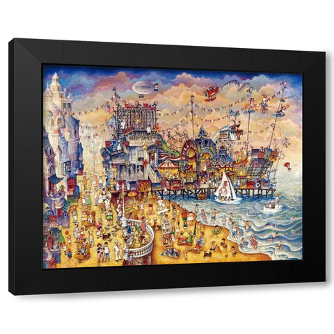 Steel Pier Black Modern Wood Framed Art Print with Double Matting by Bell, Bill