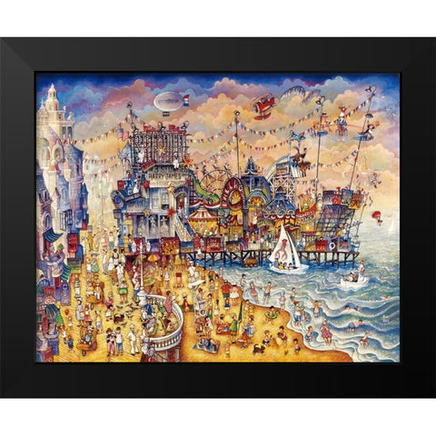 Steel Pier Black Modern Wood Framed Art Print by Bell, Bill