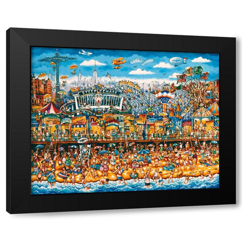 Coney Island Black Modern Wood Framed Art Print by Bell, Bill