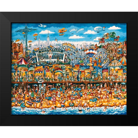 Coney Island Black Modern Wood Framed Art Print by Bell, Bill