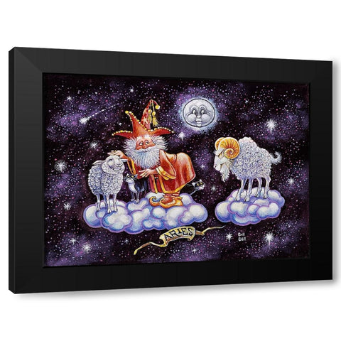 Aries Black Modern Wood Framed Art Print by Bell, Bill