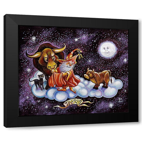 Taurus Black Modern Wood Framed Art Print with Double Matting by Bell, Bill