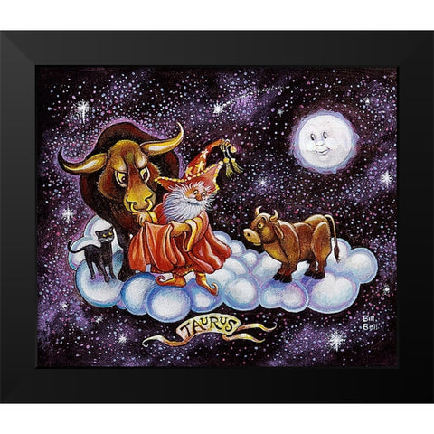 Taurus Black Modern Wood Framed Art Print by Bell, Bill