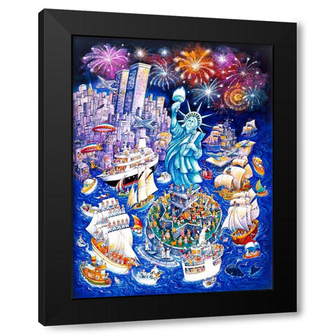 Miss Liberty Black Modern Wood Framed Art Print with Double Matting by Bell, Bill