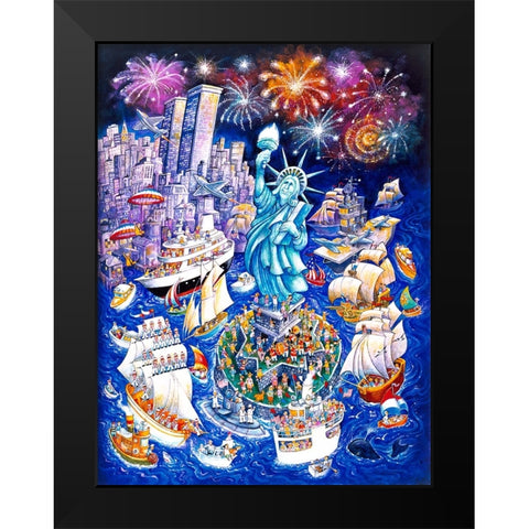 Miss Liberty Black Modern Wood Framed Art Print by Bell, Bill