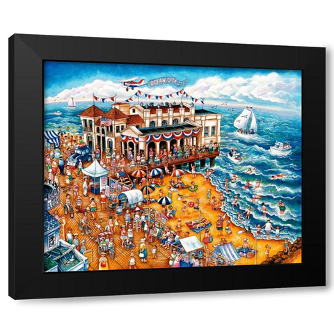 The Music Pier Black Modern Wood Framed Art Print with Double Matting by Bell, Bill