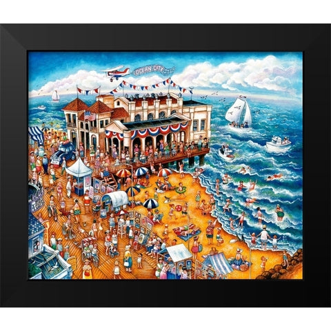 The Music Pier Black Modern Wood Framed Art Print by Bell, Bill