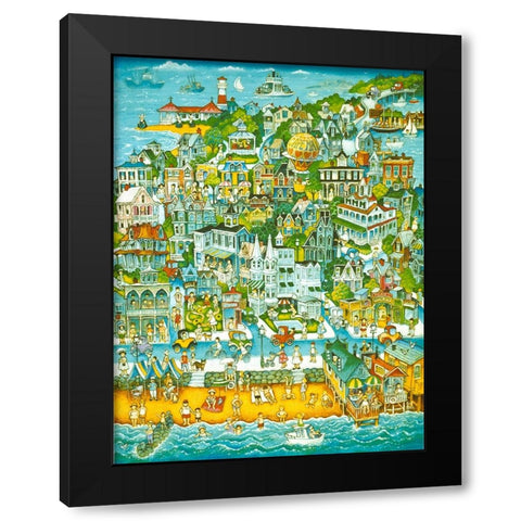 Cape May Summer Black Modern Wood Framed Art Print with Double Matting by Bell, Bill