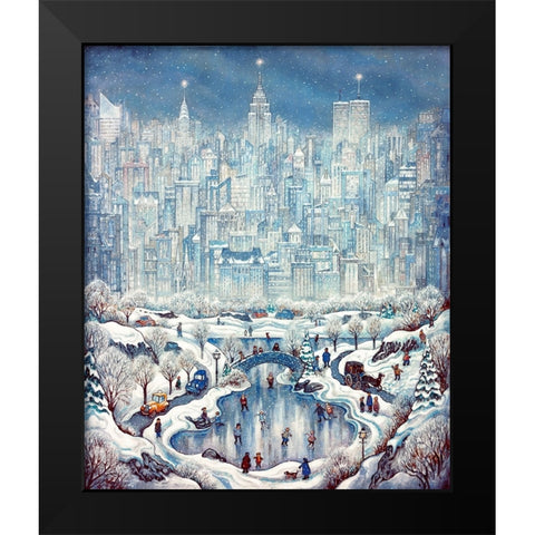 Central Park Snow Black Modern Wood Framed Art Print by Bell, Bill