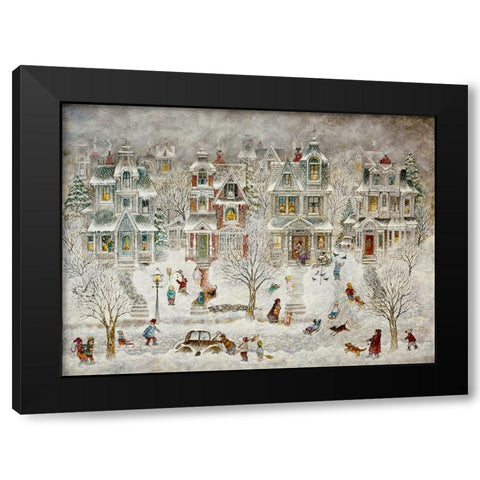 Flurries Black Modern Wood Framed Art Print with Double Matting by Bell, Bill
