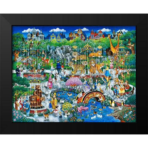 Victorian Zoo Black Modern Wood Framed Art Print by Bell, Bill