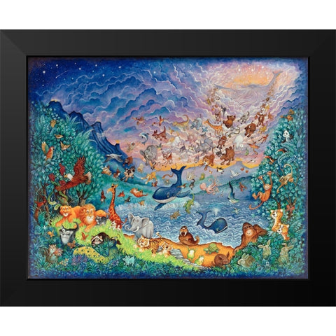 Blue Creation Black Modern Wood Framed Art Print by Bell, Bill