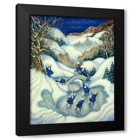 Skating Nuns Black Modern Wood Framed Art Print by Bell, Bill