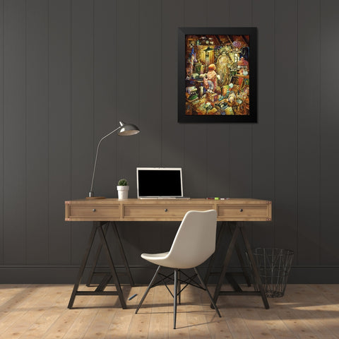 Pretending Black Modern Wood Framed Art Print by Bell, Bill