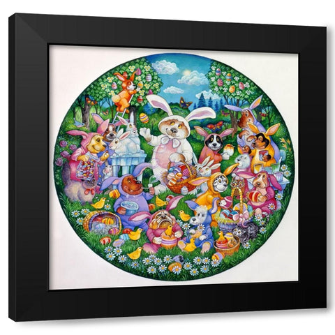 A Doggone Egg-Stravaganza (Pc) Black Modern Wood Framed Art Print by Bell, Bill