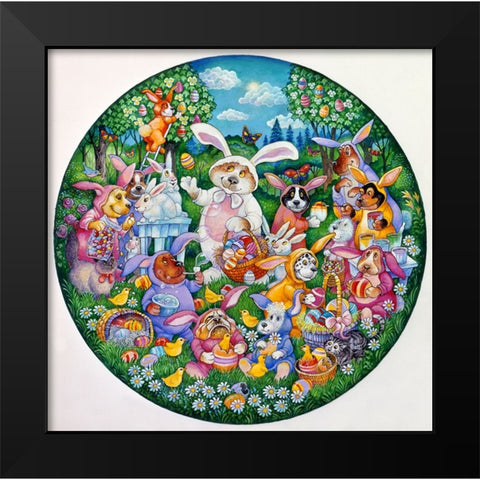 A Doggone Egg-Stravaganza (Pc) Black Modern Wood Framed Art Print by Bell, Bill