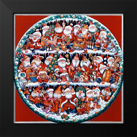 Santa On Shelves (Pc) Black Modern Wood Framed Art Print by Bell, Bill