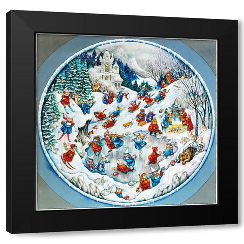 Holy Cats Snow Time (Pc) Black Modern Wood Framed Art Print by Bell, Bill