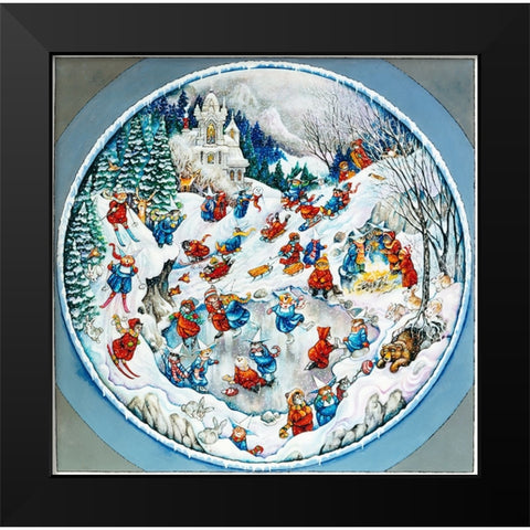 Holy Cats Snow Time (Pc) Black Modern Wood Framed Art Print by Bell, Bill