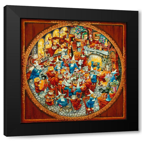 Holy Cats Sunday Brunch (Pc) Black Modern Wood Framed Art Print by Bell, Bill
