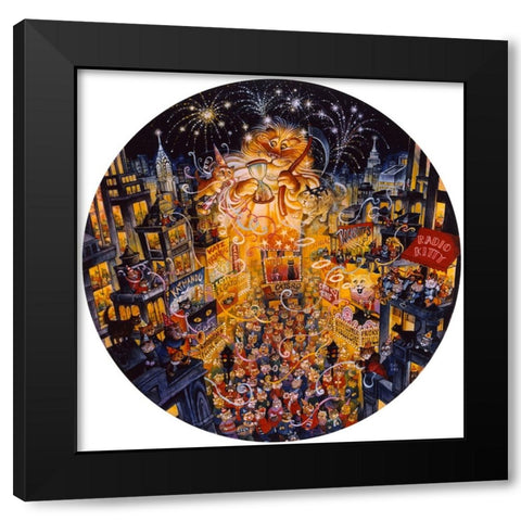 New Years Cats (Pc) Black Modern Wood Framed Art Print by Bell, Bill