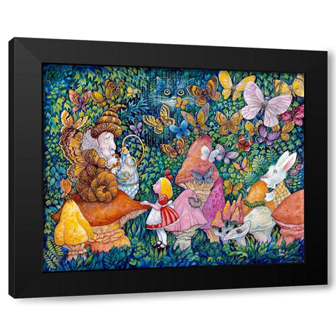 Alice And The Caterpiller Black Modern Wood Framed Art Print by Bell, Bill