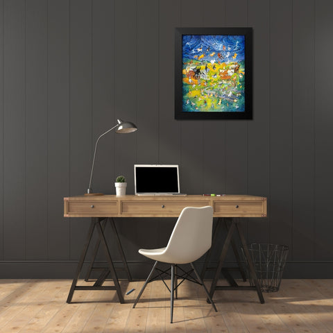 Its Raining Its Pouring Black Modern Wood Framed Art Print by Bell, Bill