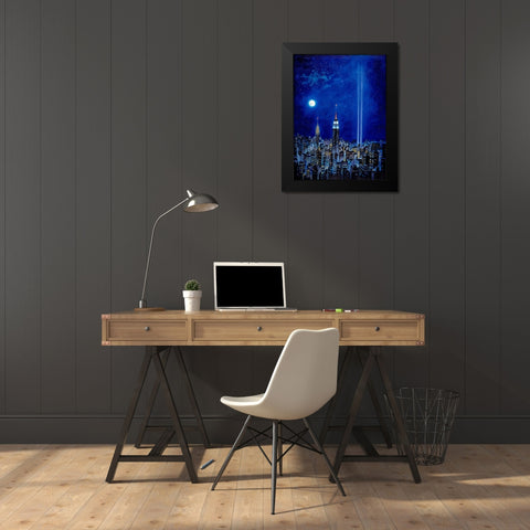 New York Lights 2002 Black Modern Wood Framed Art Print by Bell, Bill