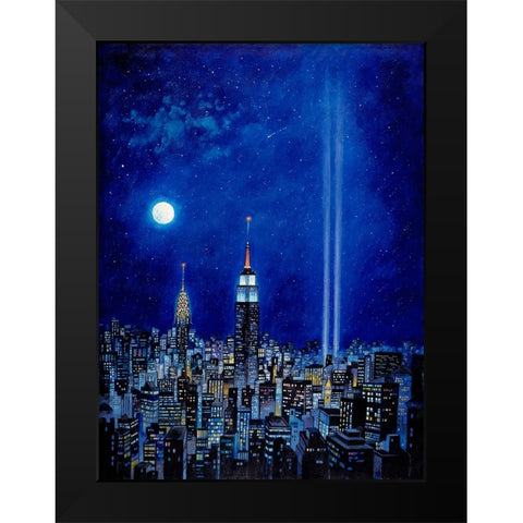 New York Lights 2002 Black Modern Wood Framed Art Print by Bell, Bill