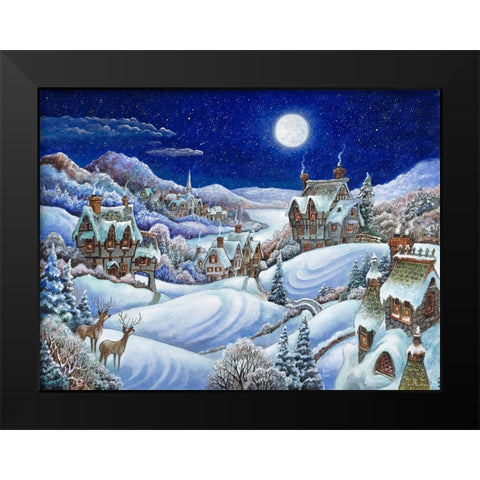 Winter Moon Black Modern Wood Framed Art Print by Bell, Bill