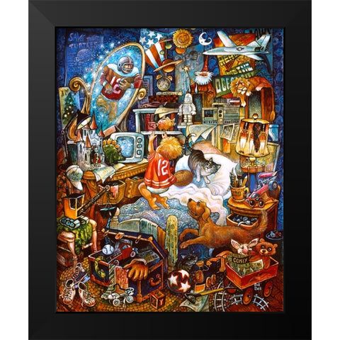 Superboy Black Modern Wood Framed Art Print by Bell, Bill