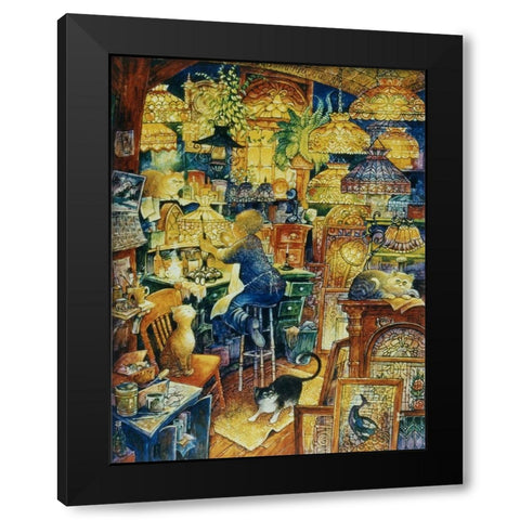 Stained Glass Man  Black Modern Wood Framed Art Print by Bell, Bill