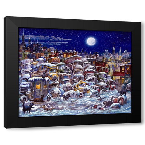 Junkyard Cats Black Modern Wood Framed Art Print by Bell, Bill