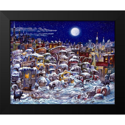 Junkyard Cats Black Modern Wood Framed Art Print by Bell, Bill