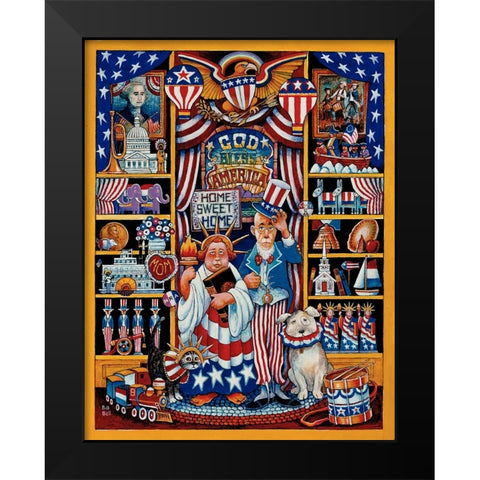 God Bless America Black Modern Wood Framed Art Print by Bell, Bill