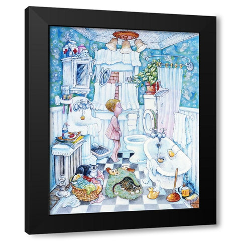 Bathroom Boy Black Modern Wood Framed Art Print with Double Matting by Bell, Bill
