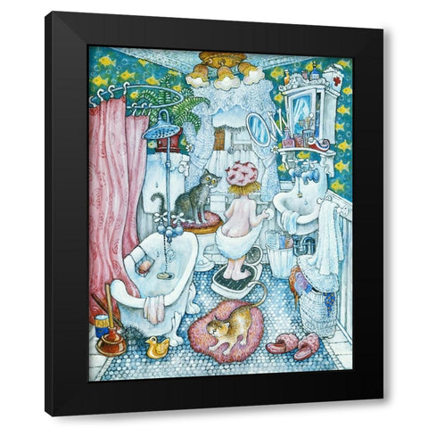 Bathroom Girl  Black Modern Wood Framed Art Print with Double Matting by Bell, Bill