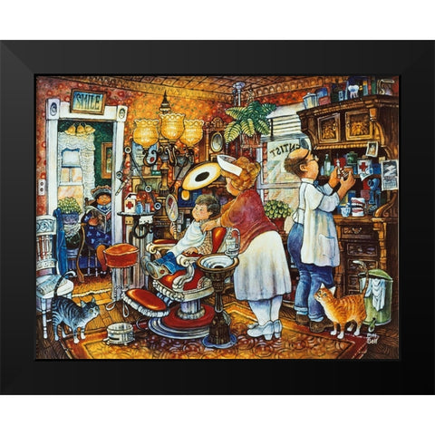 The Dentist Black Modern Wood Framed Art Print by Bell, Bill