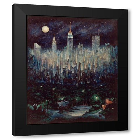 Jungle Moon Black Modern Wood Framed Art Print with Double Matting by Bell, Bill
