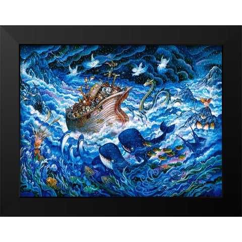 Noahs Voyage Black Modern Wood Framed Art Print by Bell, Bill