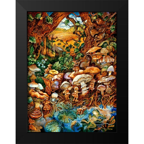 The Mushroom Fairies Black Modern Wood Framed Art Print by Bell, Bill