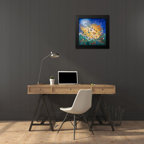 The Creation Of Cats Black Modern Wood Framed Art Print by Bell, Bill