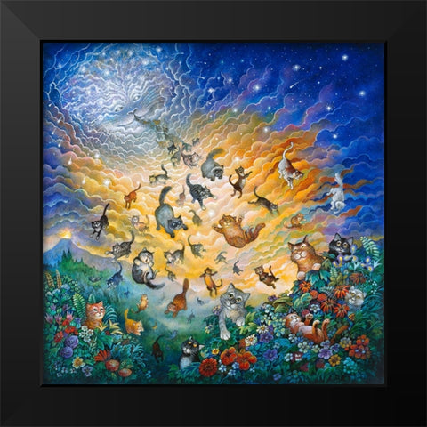 The Creation Of Cats Black Modern Wood Framed Art Print by Bell, Bill