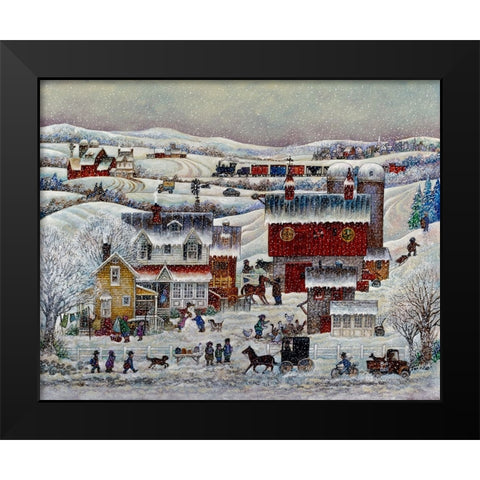 Amish Winter Black Modern Wood Framed Art Print by Bell, Bill