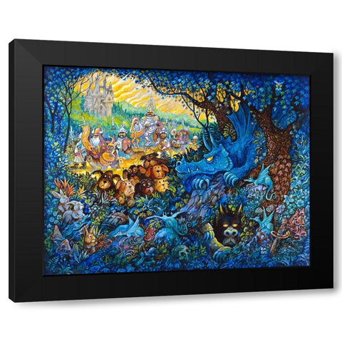 In Search Of The Blue Dragon Black Modern Wood Framed Art Print with Double Matting by Bell, Bill