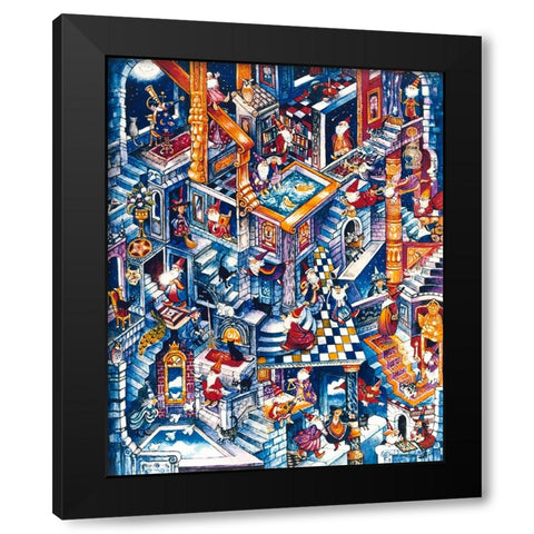 Wizards Castle Black Modern Wood Framed Art Print with Double Matting by Bell, Bill